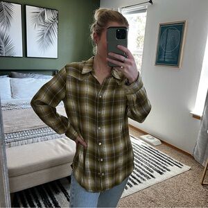 Jane Delancey Button Up Shirt Womens Small Brown Plaid Western Preppy Collared